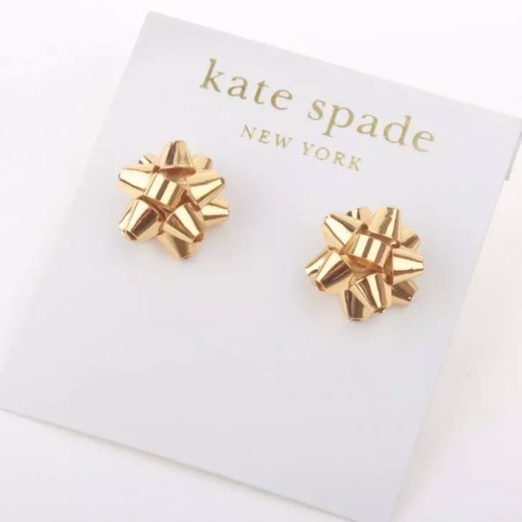 NWT Kate Spade Gold Bourgeois Bow Earrings - Picture 2 of 5